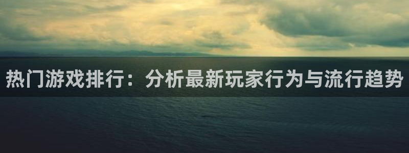 鼎点娱乐平台登录：热门游戏排行：分析最新玩家行为与流行趋势
